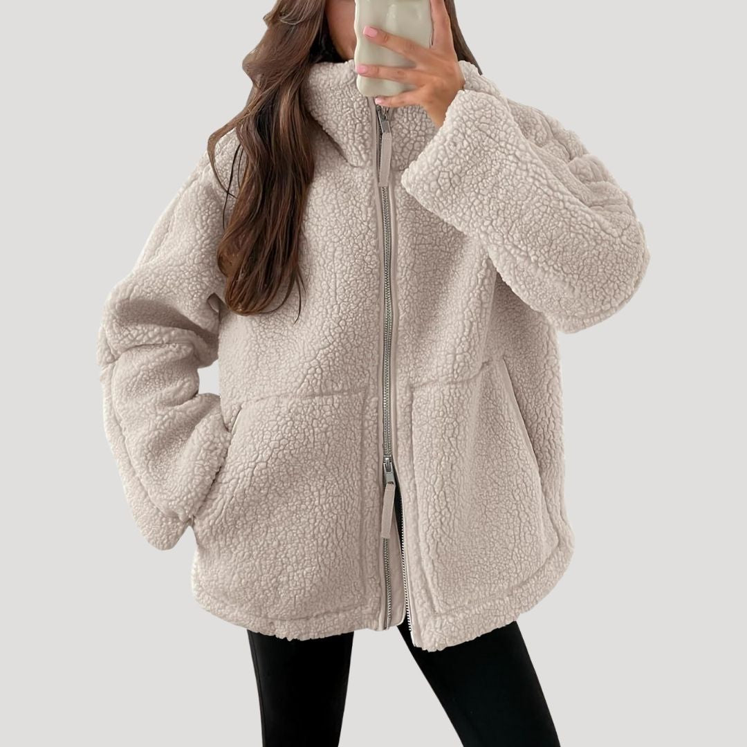 Damen Teddyfleece-Jacke Weich Bequem Warm