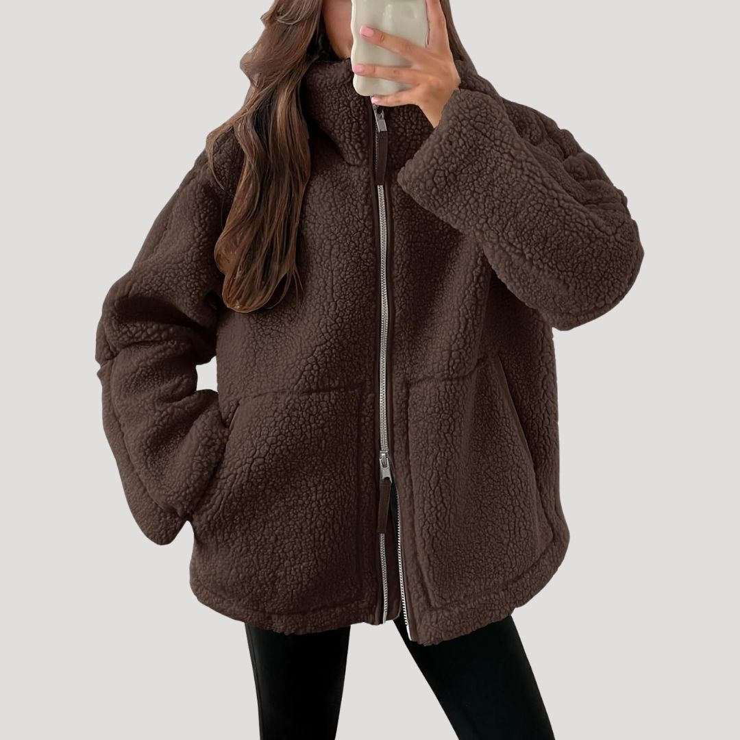 Damen Teddyfleece-Jacke Weich Bequem Warm
