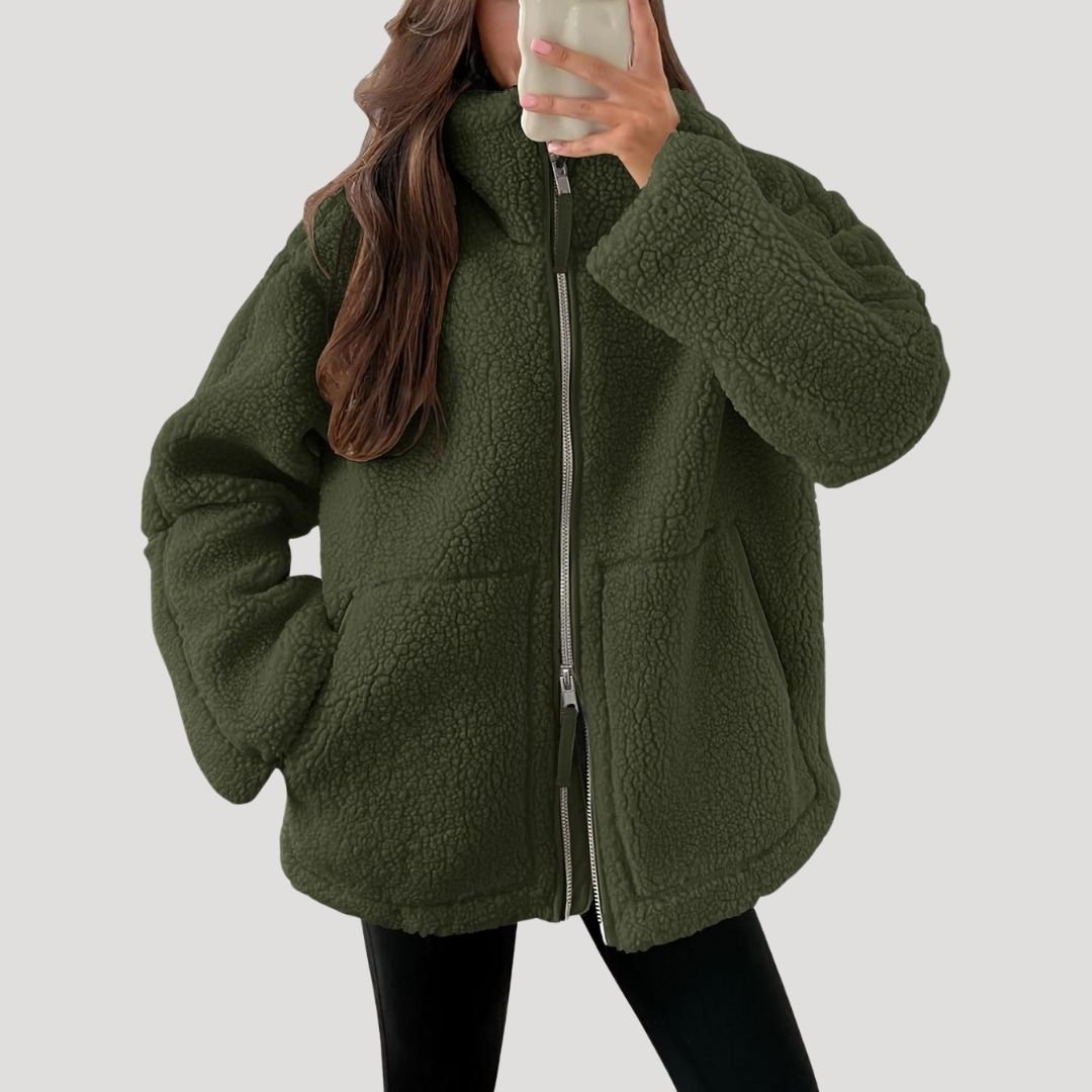 Damen Teddyfleece-Jacke Weich Bequem Warm
