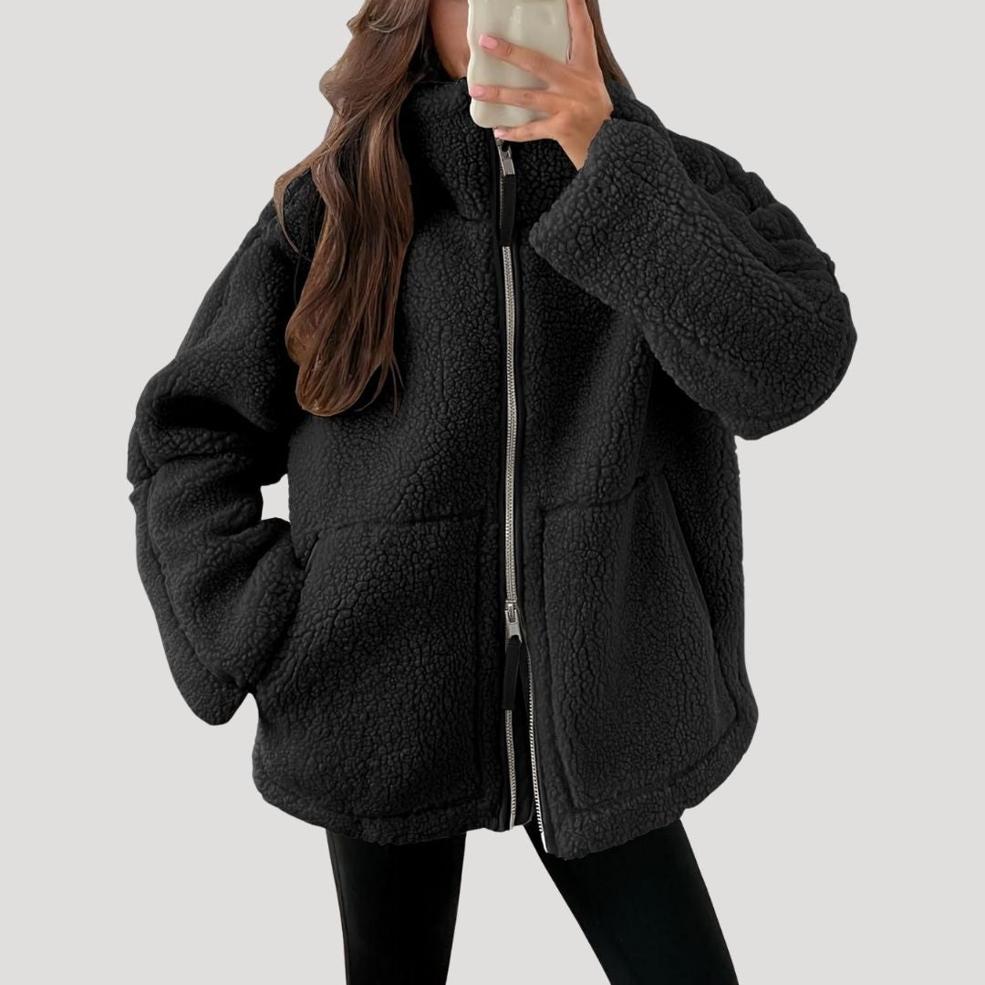 Damen Teddyfleece-Jacke Weich Bequem Warm