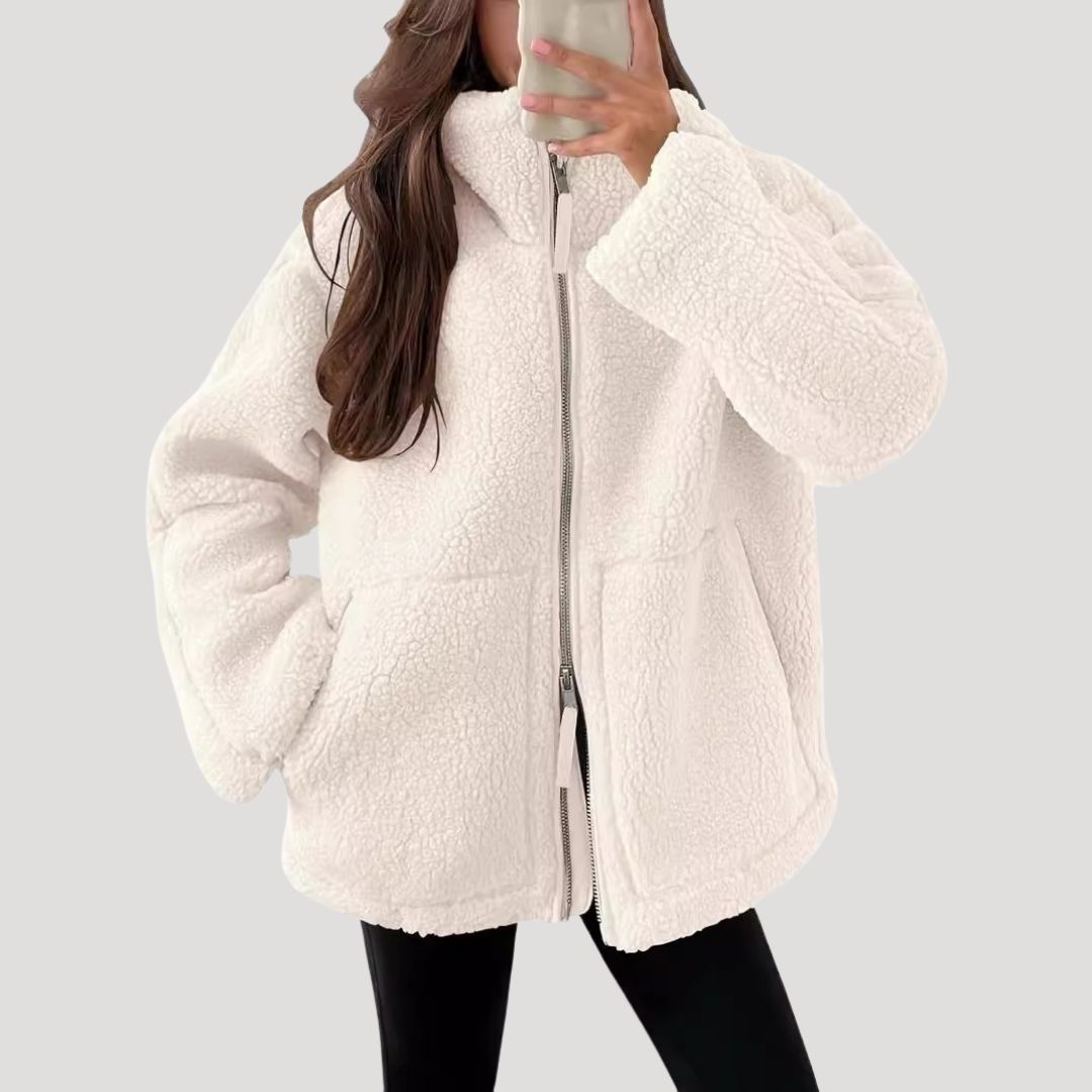 Damen Teddyfleece-Jacke Weich Bequem Warm