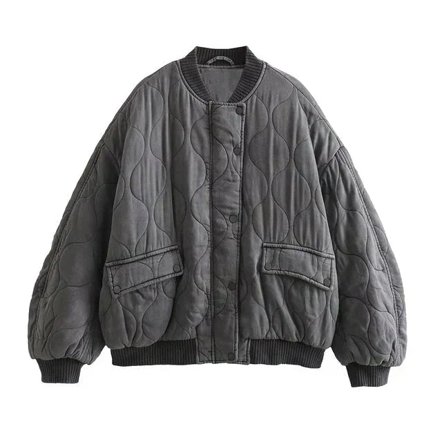 Damen Gesteppte Oversized Bomberjacke Quilted