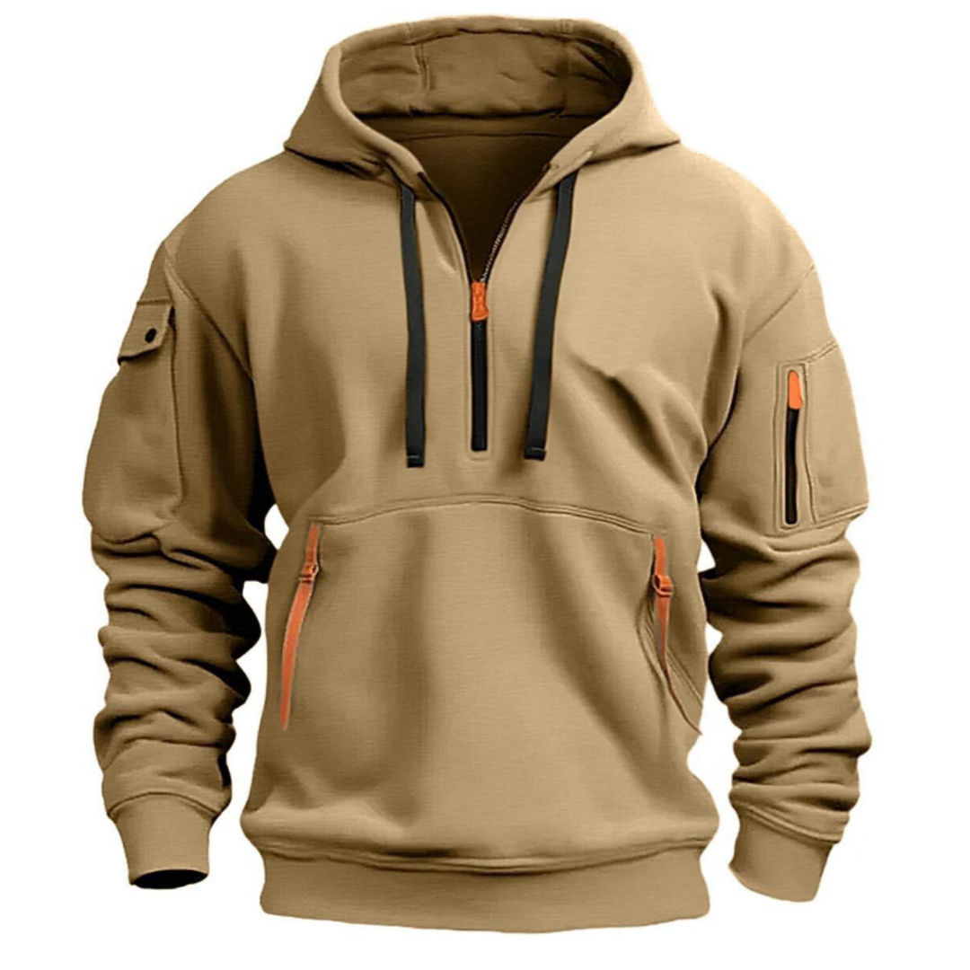 Herren Hoodie Reißverschluss Taschen Sportlich