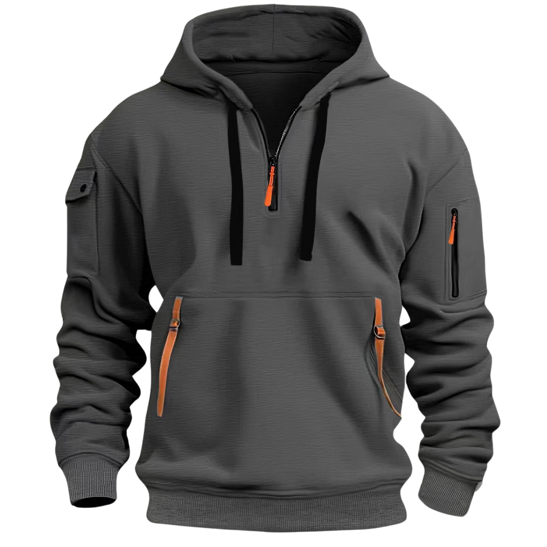 Herren Hoodie Reißverschluss Taschen Sportlich
