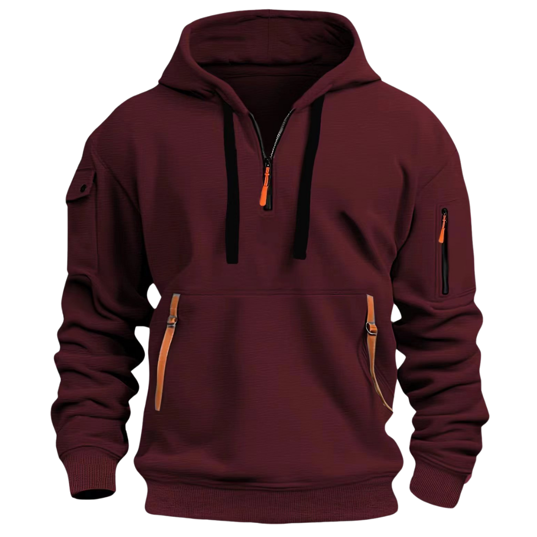 Herren Hoodie Reißverschluss Taschen Sportlich
