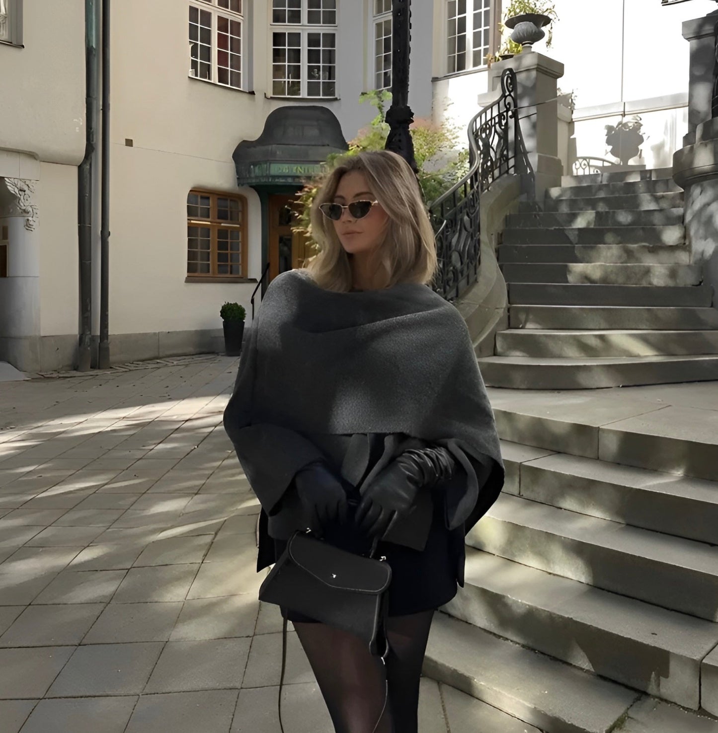Damen Cape Mantel Eleganter Schal