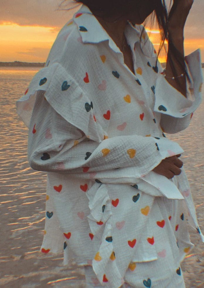 Herz-Print Damen Zweiteiler Sommeroutfit