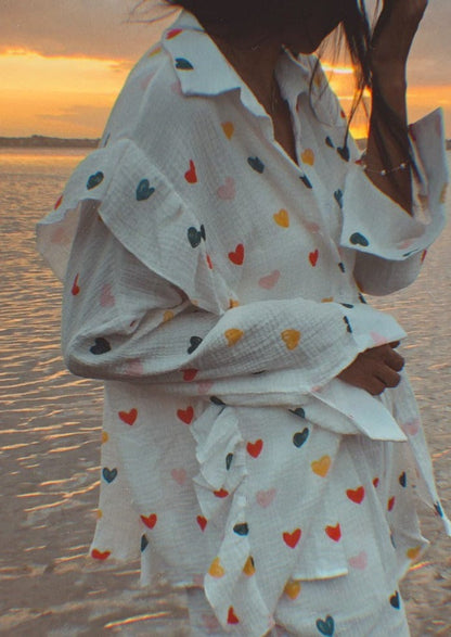 Herz-Print Damen Zweiteiler Sommeroutfit