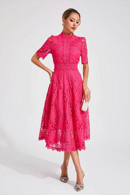 Damen Midi Spitzenkleid Elegant