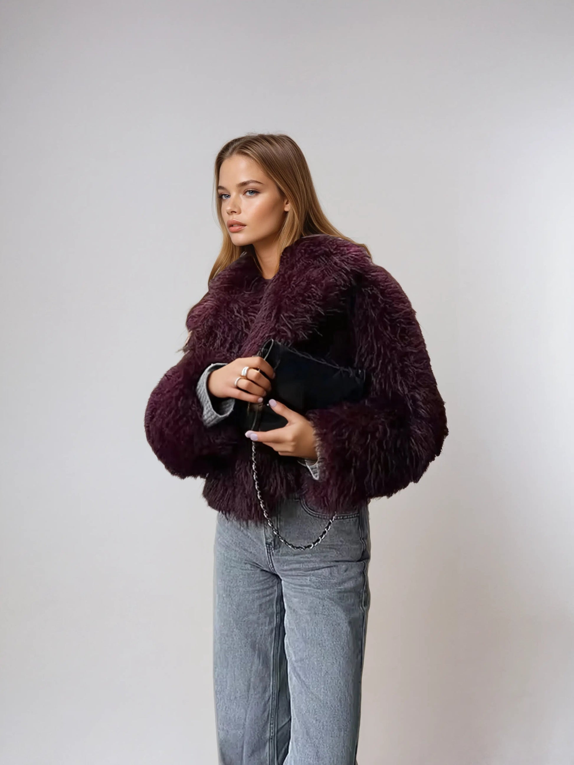 Damen Kunstfell-Jacke Echtfell-Optik - Norvielle