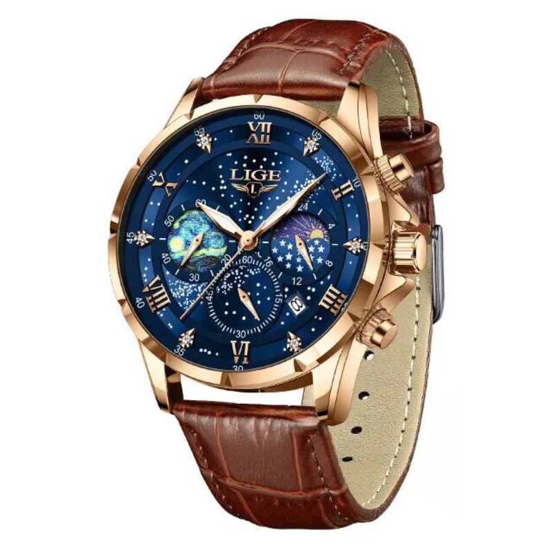 Herrenuhr Edelstahl Mondphasen Elegant