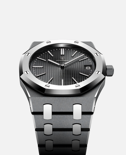 Herren Armbanduhr Edelstahl 41mm Elegant es Lederband