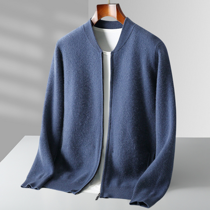 Herren Strickjacke Wollwarm mit Reißverschluss
