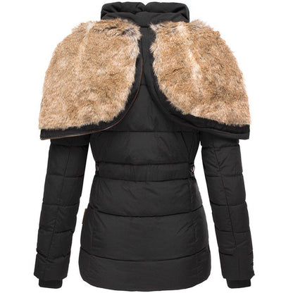 Damen Wintermantel Lang Fellkapuze Warm