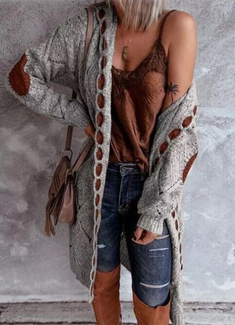 Damen Langstrickcardigan Elegantes Design