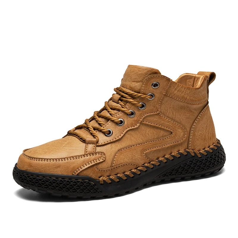 Herren Leder Wanderstiefel Robust Wasserfest
