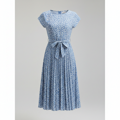 Damen Midi-Kleid mit Gürtel und Verschnürung