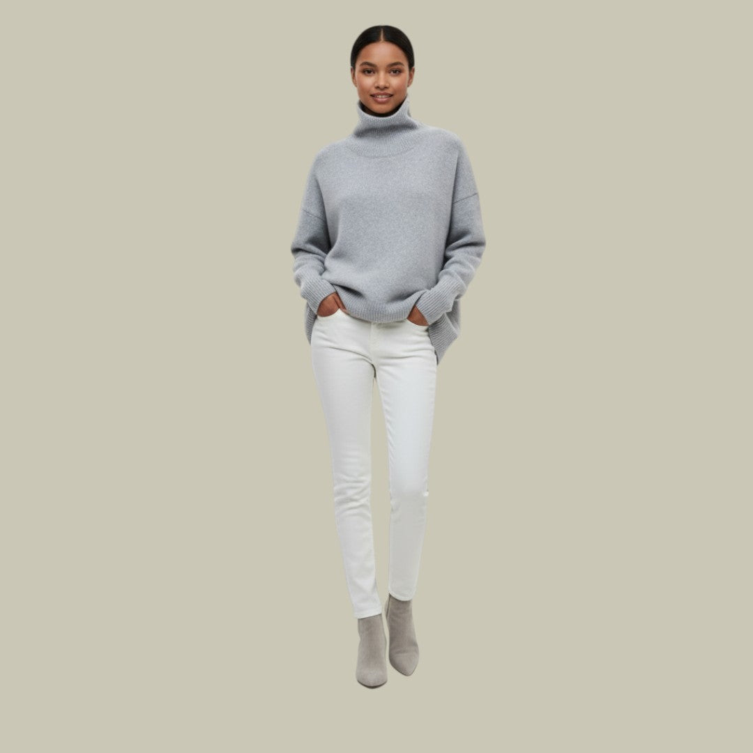 Damen Rollkragenpullover Bequem Locker Geschnitten - Norvielle