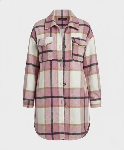 Damen Oversized Hemdjacke Kariert Lässig