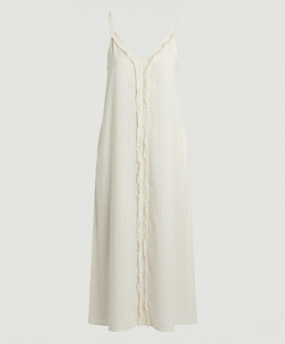 Damen Maxikleid V-Ausschnitt mit Taschen Lang Sommerkleid