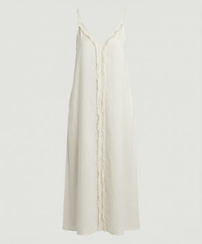 Damen Maxikleid V-Ausschnitt mit Taschen Lang Sommerkleid