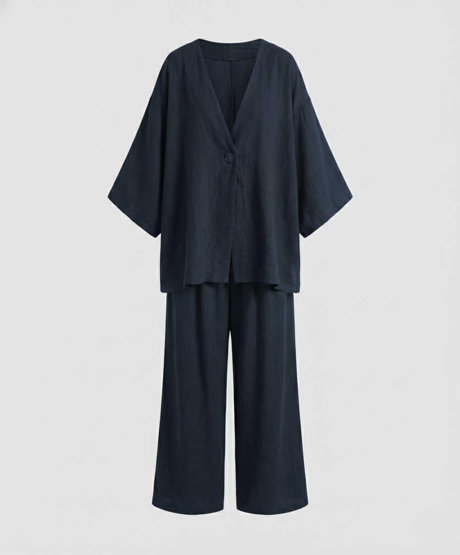 Damen Oversized Bluse Set Zweiteiler Modern