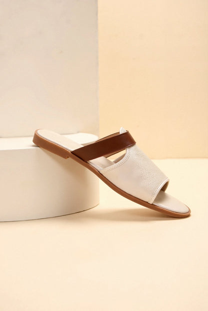 Damen Sandalen Leder Cremeweiß