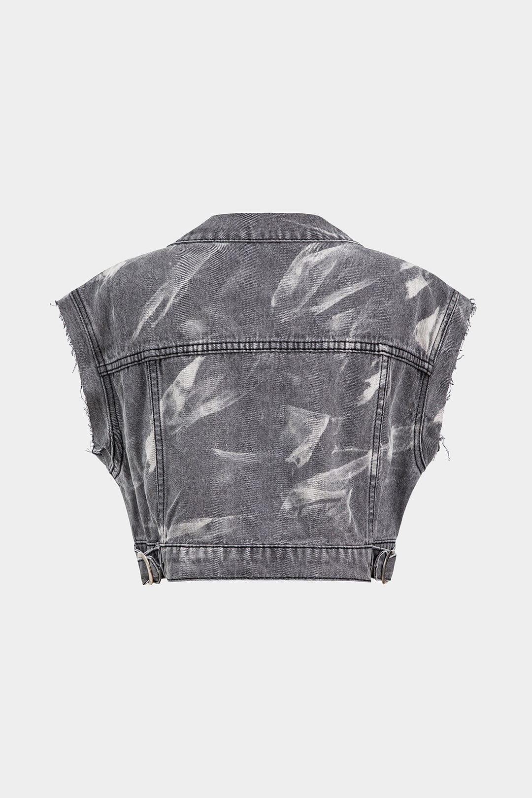 Graue Damen Denimweste Metallbesatz Edgy Style