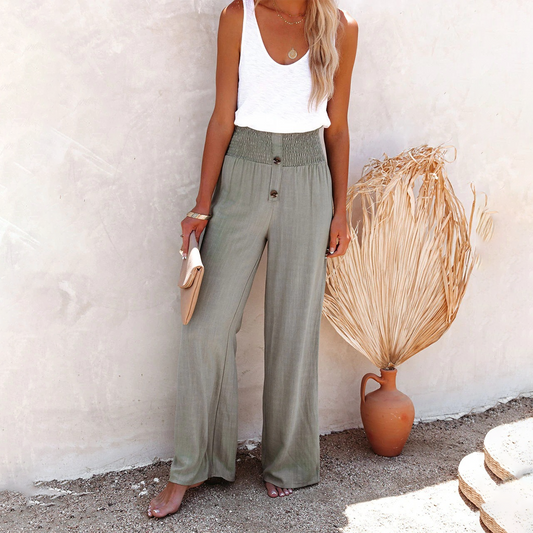 Damen Hochtaillenhosen Weite Bein Bequem - Norvielle