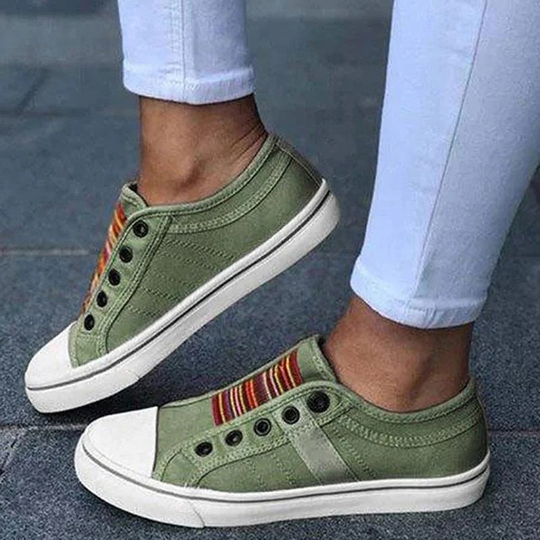 Damen Sneaker Gestreifte Canvas Schuhe