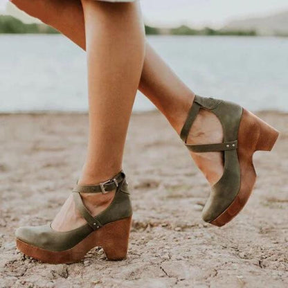 Damen High Heels Wedge Schuhe Elegant