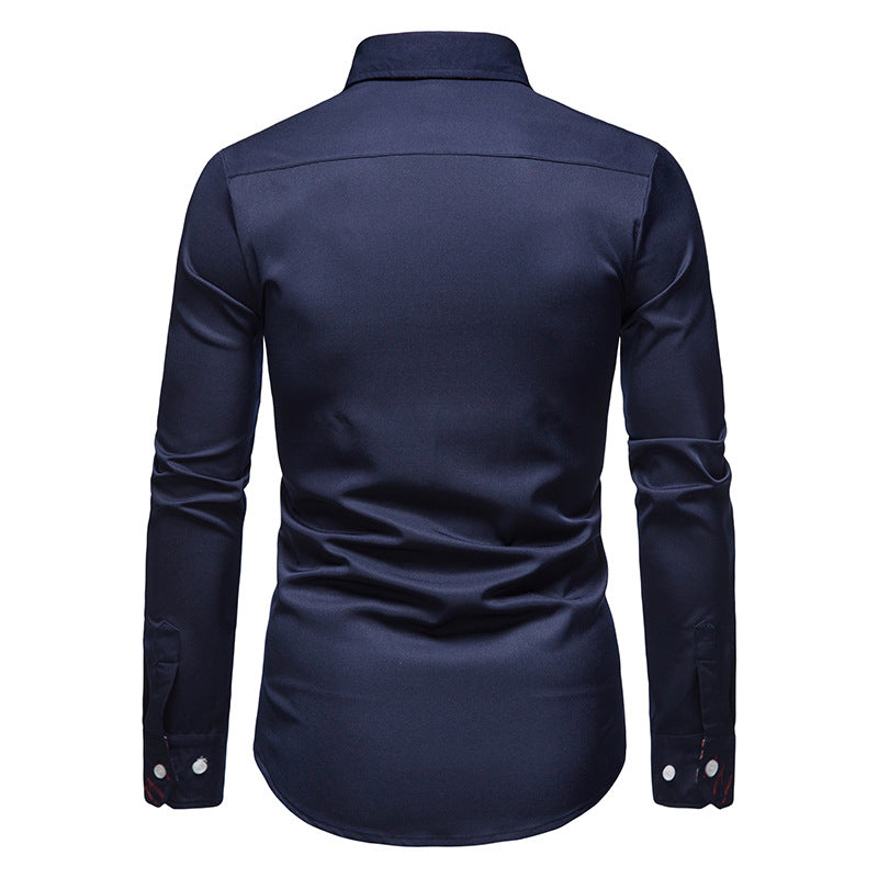 Herren Hemd Paisley Muster Elegantes Baumwollhemd Blau