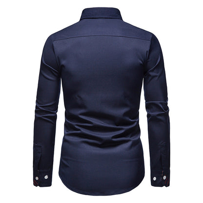Herren Hemd Paisley Muster Elegantes Baumwollhemd Blau