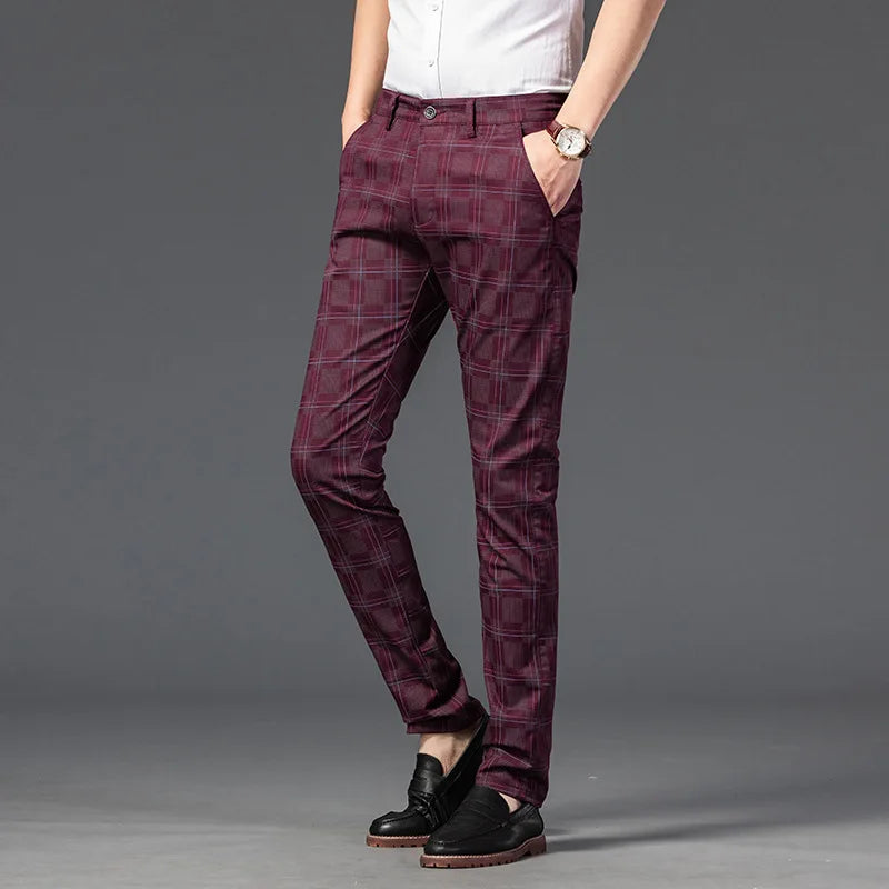 Herren Slimfit Hosen Kariert Elegant - Norvielle