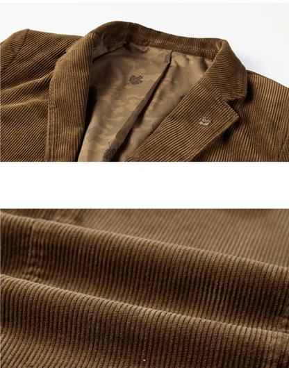 Herren Blazer Braun Cord Elegant Klassisch
