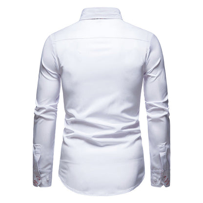 Herren Hemd Paisley Muster Elegantes Baumwollhemd Blau