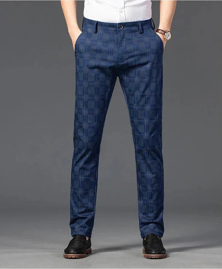Herren Slimfit Hosen Kariert Elegant