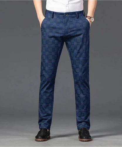 Herren Slimfit Hosen Kariert Elegant