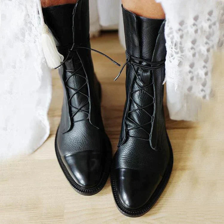 Damen Retro Stiefel Absatz Schuhe Heidi Look - Norvielle