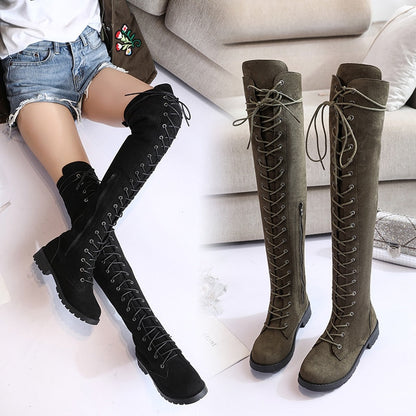 Damen Knie Stiefel Bequem