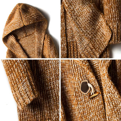 Herren Jacke Grobgestrickt mit Kapuze Winter