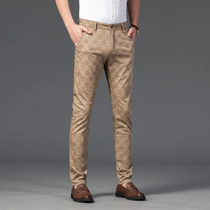 Herren Slimfit Hosen Kariert Elegant