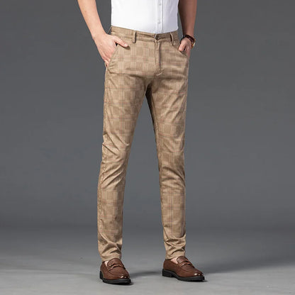 Herren Slimfit Hosen Kariert Elegant