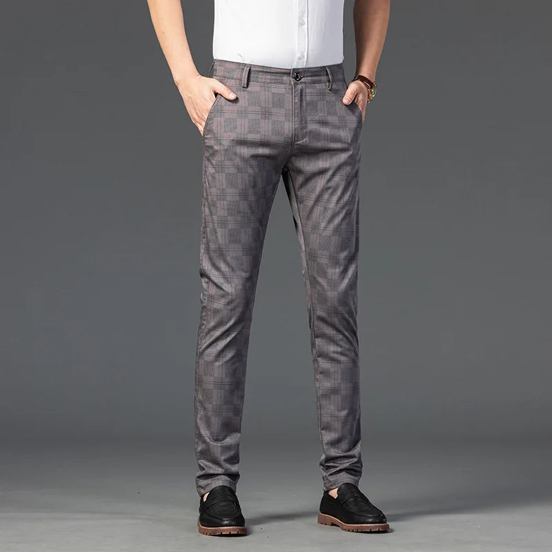 Herren Slimfit Hosen Kariert Elegant