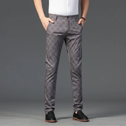 Herren Slimfit Hosen Kariert Elegant