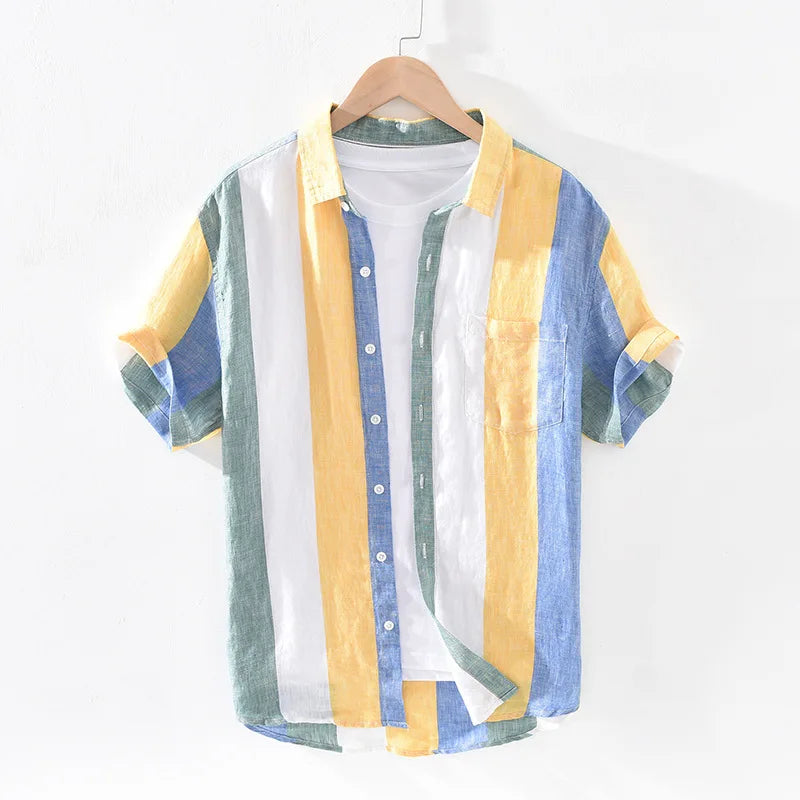 Herren Leinenhemd Elegantes Sommerdesign Weiß - Norvielle