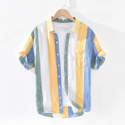 Herren Leinenhemd Elegantes Sommerdesign Weiß - Norvielle