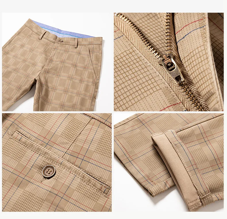 Herren Slimfit Hosen Kariert Elegant