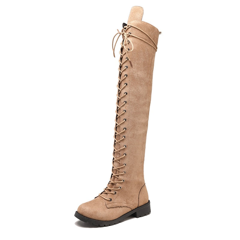 Damen Knie Stiefel Bequem