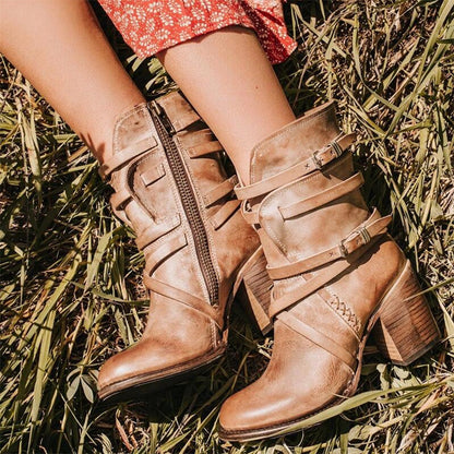 Damen Orthopädische Stiefeletten Leder Komfort
